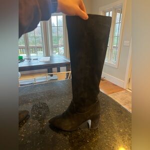 Knee high black suede boots size 8